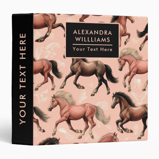 Classeur Cheval mignon rose sans joint (Devant/Côté)