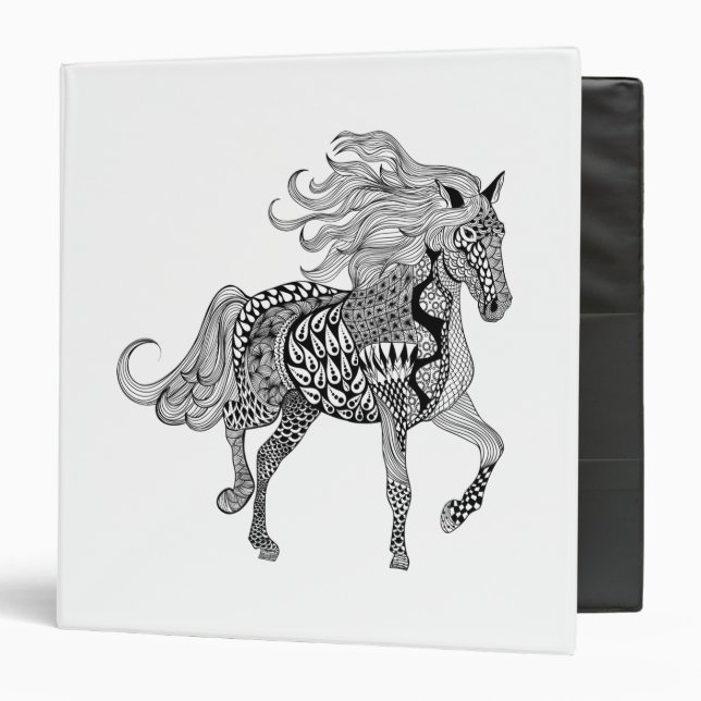 Classeur Cheval noir inspiré (Devant/Intérieur)