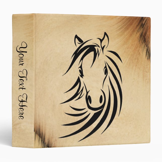 Classeur Cheval Noir tête personnelle (Devant/Côté)