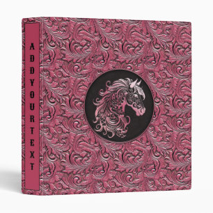 Classeur Cheval rose cowgirl floral à outils cuir