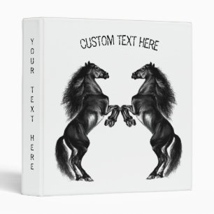 Classeur Cheval sauvage noir droit Texte personnalisé 3 Cla