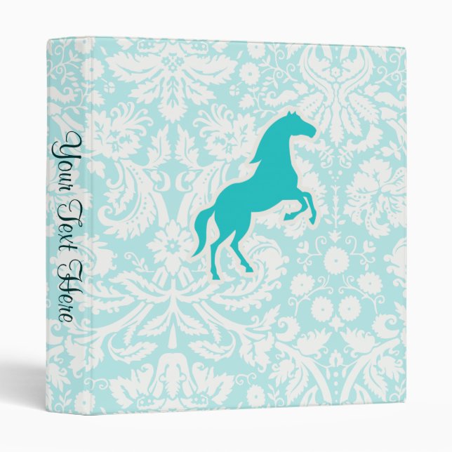 Classeur Cheval turquoise (Devant/Côté)