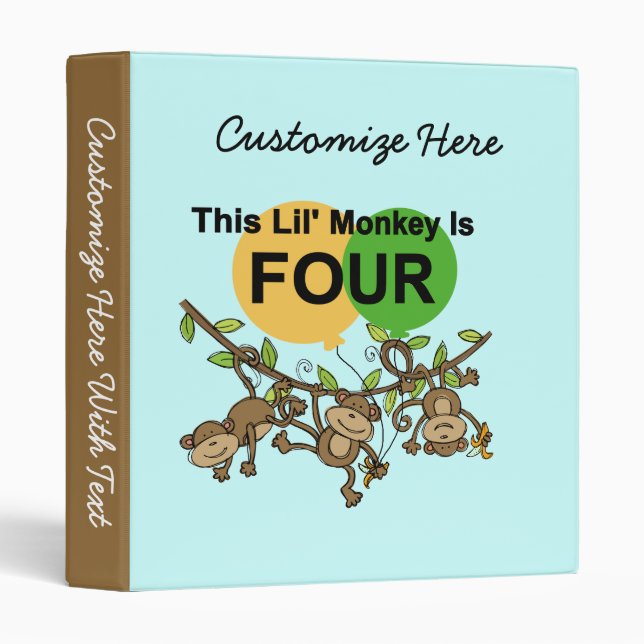 Classeur Chevaliers et cadeaux de 4e anniversaire des singe (Devant/Côté)