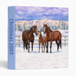 Classeur Chevaux Du Quartier De La Baie Brown En Neige
