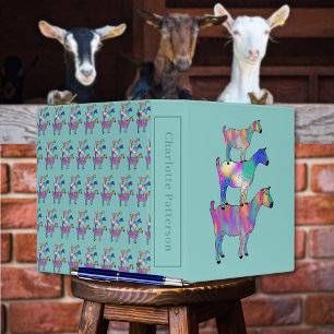 Classeur Chèvres Mignonnes Art Animalier Coloré Nom Personn