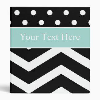 Classeur Chevron blanc noir Mint Turquoise Personnalisé
