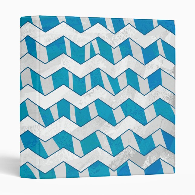 Classeur Chevron bleu et blanc Zebra (Devant/Côté)