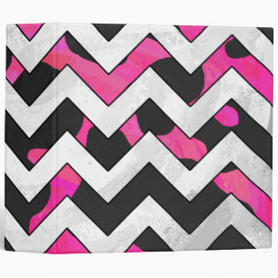 Classeur Chevron Cow Hot rose et noir
