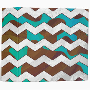 Classeur Chevron Cow Impression Brown et Turquoise