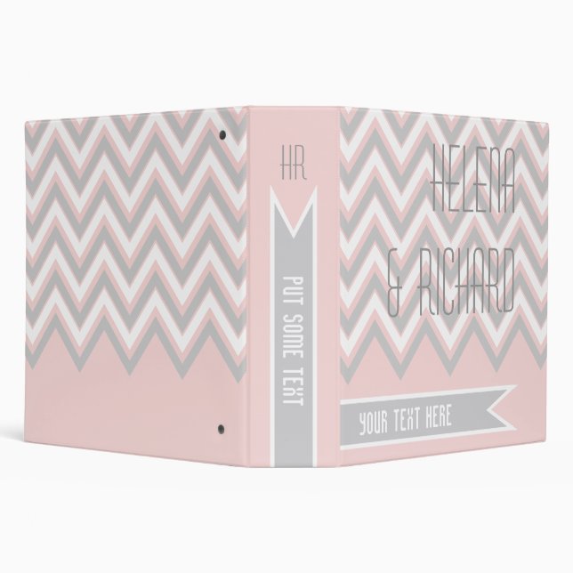 Classeur chevron gris moderne, wedding planner rose (Arrière-plan)