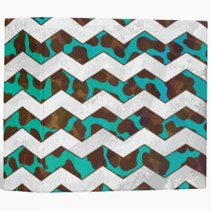 Classeur Chevron Leopard Impression Brown et Turquoise