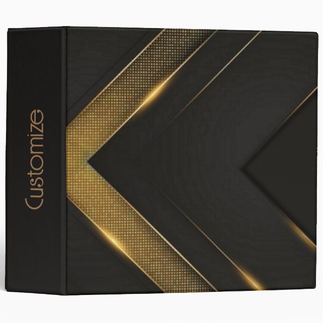 Classeur Chevron Noir Et Or (Devant/Côté)
