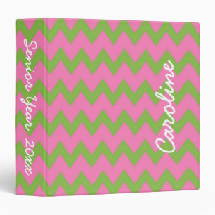 Classeur Chevron personnalisé rose et vert de très bon goût