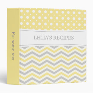 Classeur Chevron & pois modernes jaune, gris, blanc