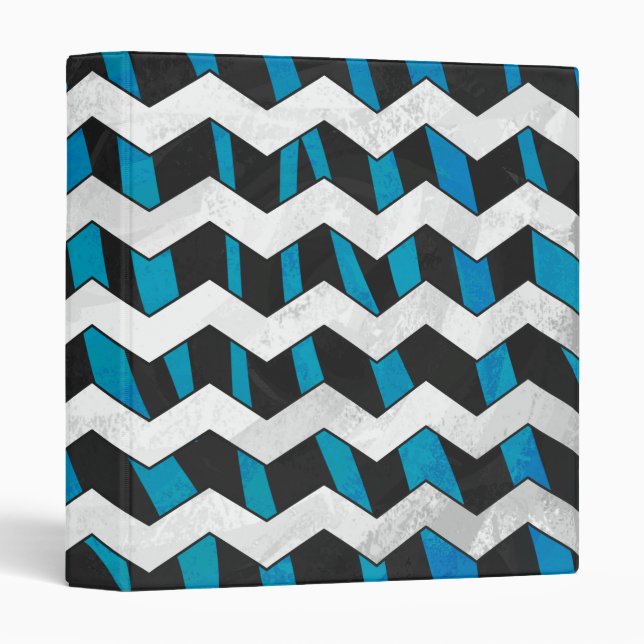 Classeur Chevron Zèbre Noir et Bleu (Devant/Côté)