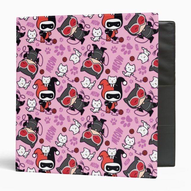 Classeur Chibi Catwoman, Harley Quinn & Kittens Motif (Devant/Intérieur)