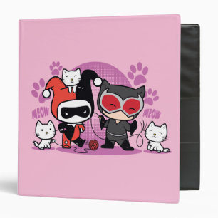 Classeur Chibi Harley Quinn & Chibi Catwoman Avec Chats