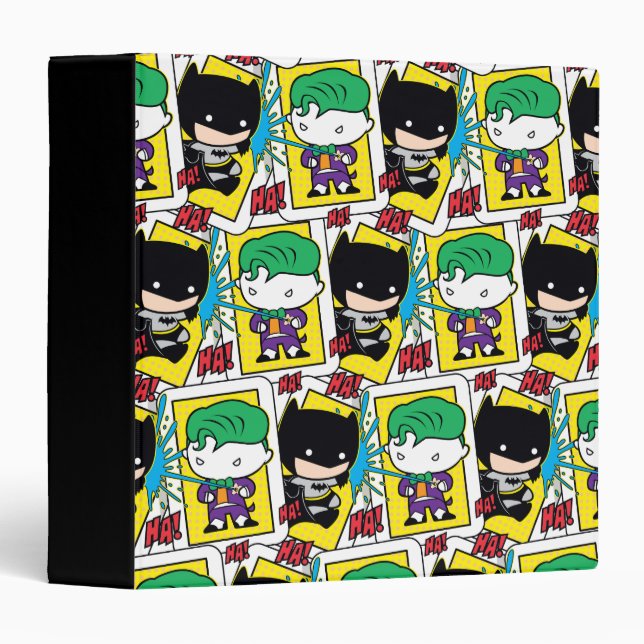 Classeur Chibi Joker et Batman Motif de cartes de jeu (Devant/Côté)