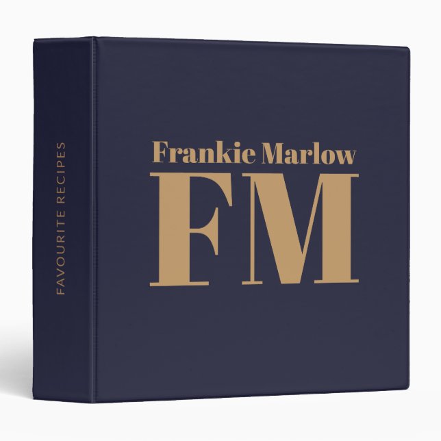 Classeur Chic 2 Monogram Gold Indigo Modern Kitchen Recette (Devant/Côté)