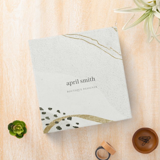 Classeur Chic Abstrait d'ivoire d'or noir Gris pierre textu (In Situ)