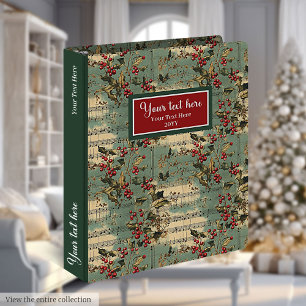 Classeur Chic Art Vintage Noël Musique Holly Berry