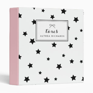 Classeur Chic Black & White Stars Motif Personnalisé