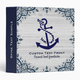 Classeur Chic Bleached Wood & Navy-Blue Boat Ancre