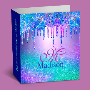 Classeur Chic bleu violet ombre parties scintillant gouttes
