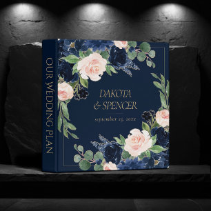 Classeur Chic Blooms Album Photo Bleu Nuit et Blush