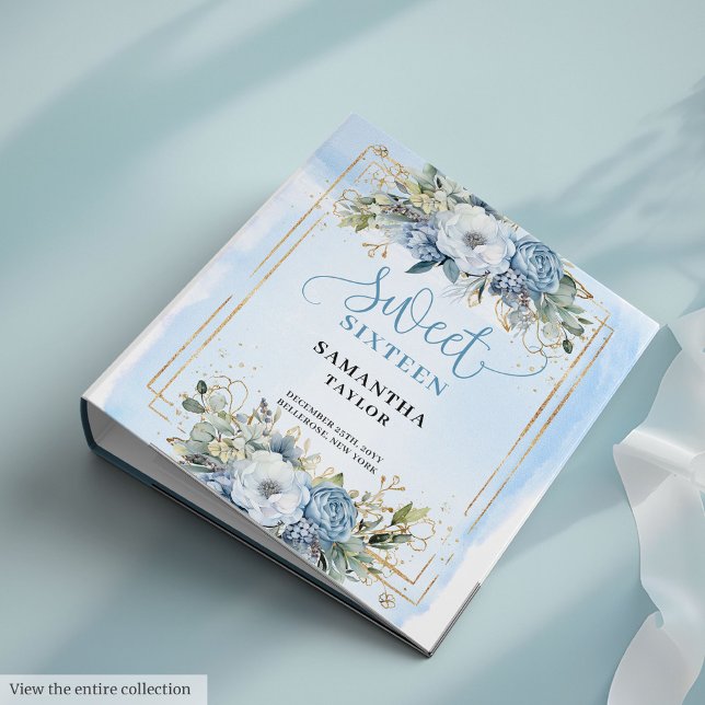 Classeur Chic Boho Light Blue Cream Eucalyptus Floral Sweet (Chic Boho Light Blue Cream Eucalyptus Floral Sweet 16)