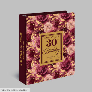 Classeur Chic Bourgogne Blush Gold 30e Anniversaire Mémoire