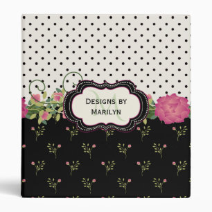 Classeur chic de coutume de fleurs et de pois