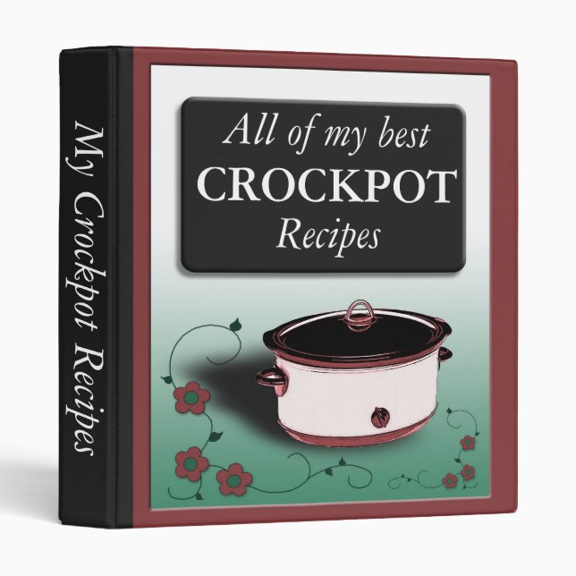 Classeur chic de recettes de Crockpot (Devant/Côté)