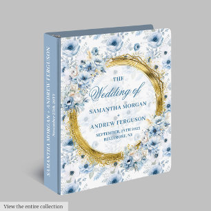 Classeur Chic Dusty Blue Floral Parties scintillant Mariage