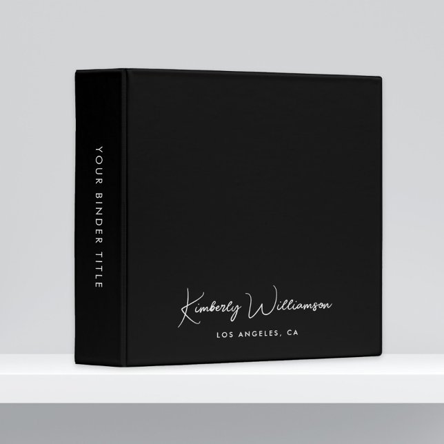 Classeur Chic écriture Signature Noir (Empower your name in our signature script as your logo and brand identity)