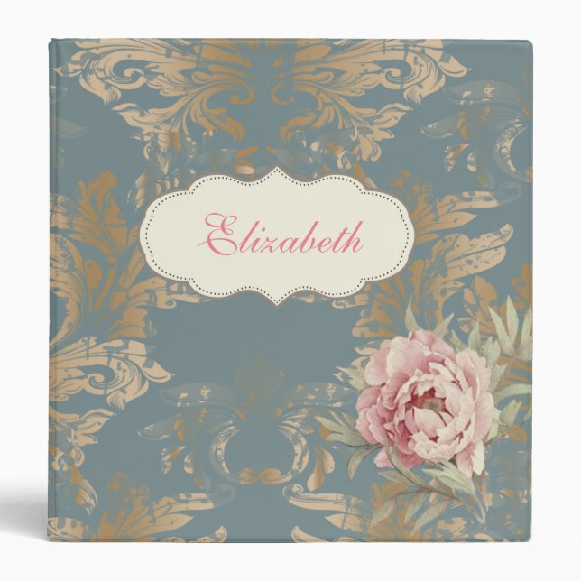 Classeur Chic Elegant Gold Damask Roses (Devant)