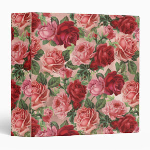 Classeur Chic Elegant Vintage Rose Rouge Roses Floral
