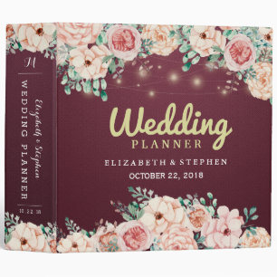Classeur Chic Floral Lights Burgundy Wedding planner