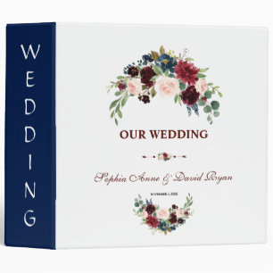 Classeur Chic Merlot Navy Blush Floral Wedding Album
