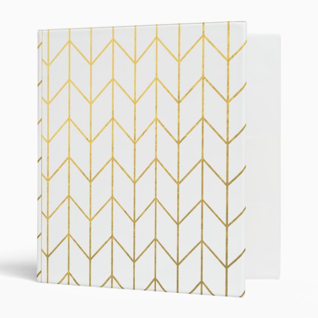 Classeur Chic moderne d'arrière - plan blanc de Chevron (Devant/intérieur)