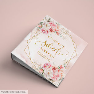 Classeur Chic Pastel Pink Gold Peonies Sweet 16 Cercle Clas
