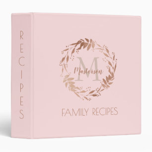 Classeur Chic Rose Gold Blush Rose Monogramme Recettes de f