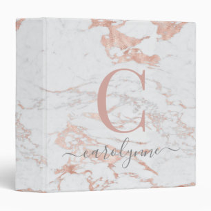Classeur Chic Rose Gold Foil   Monogramme de marbre