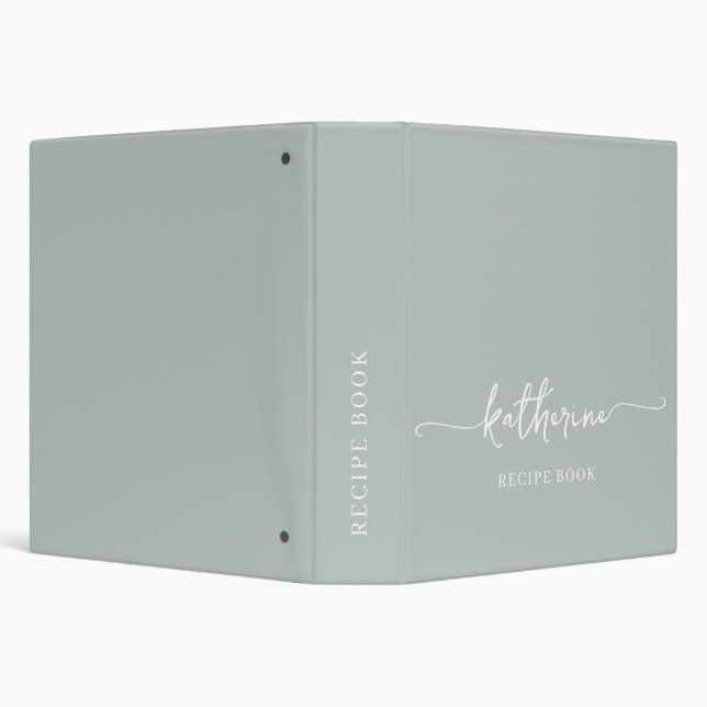 Classeur Chic Sage Green Monogram Livre de cuisine Recette (Arrière-plan)