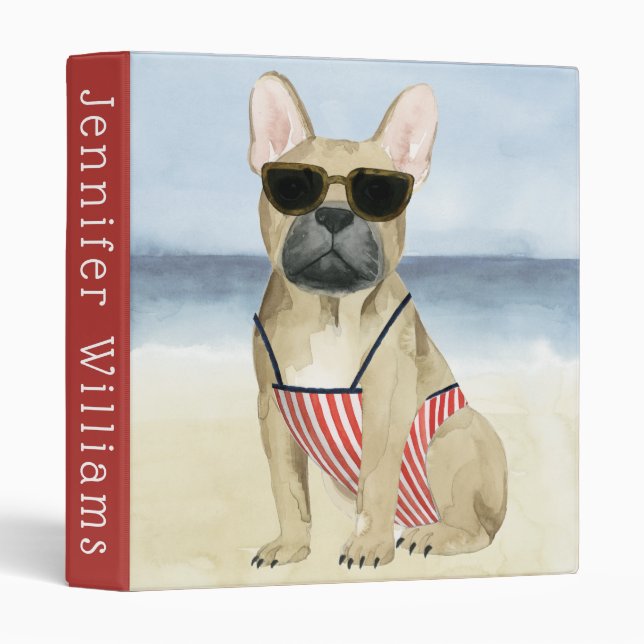 Classeur Chien chaud | Chiot En Lunettes De Soleil À La Pla (Devant/Côté)