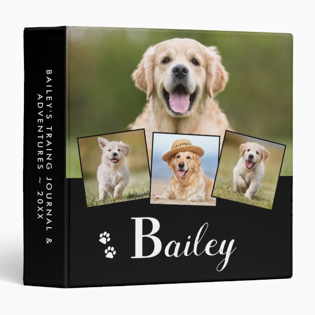 Classeur Chien Chien Personalisé Monogramme Nom 4 Animal Ph (Devant/Côté)