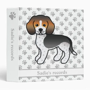 Classeur Chien de dessin animé mignon Beagle à tiques bleue
