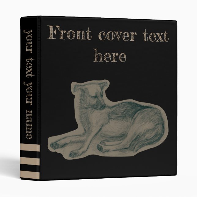 Classeur Chien. Dessin au crayon. (Devant/Côté)