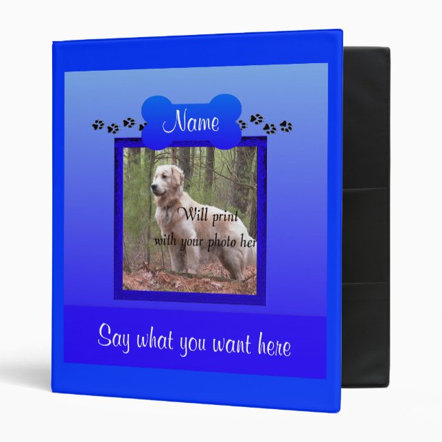 Classeur Chien Memorial Blue Keepsaké (Devant/intérieur)