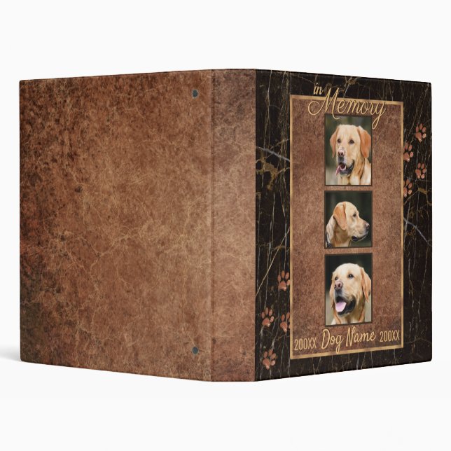 Classeur Chien Memorial Rustic Gold Keepsaké 3 anneau Class (Arrière-plan)